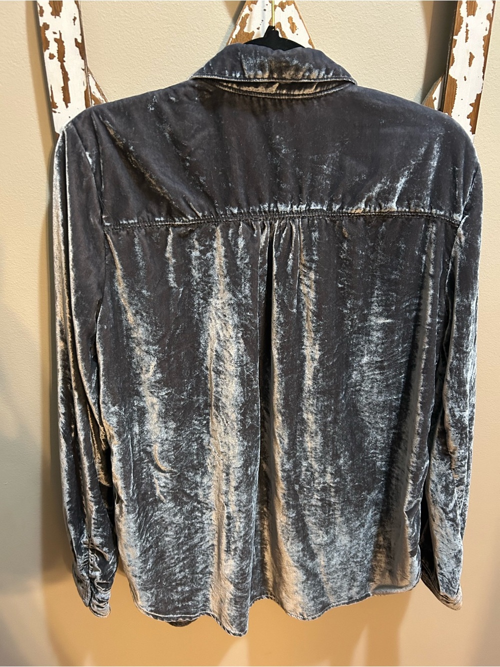 Pilcro Silver Velvet Button-Up Shacket - Picture 4 of 4